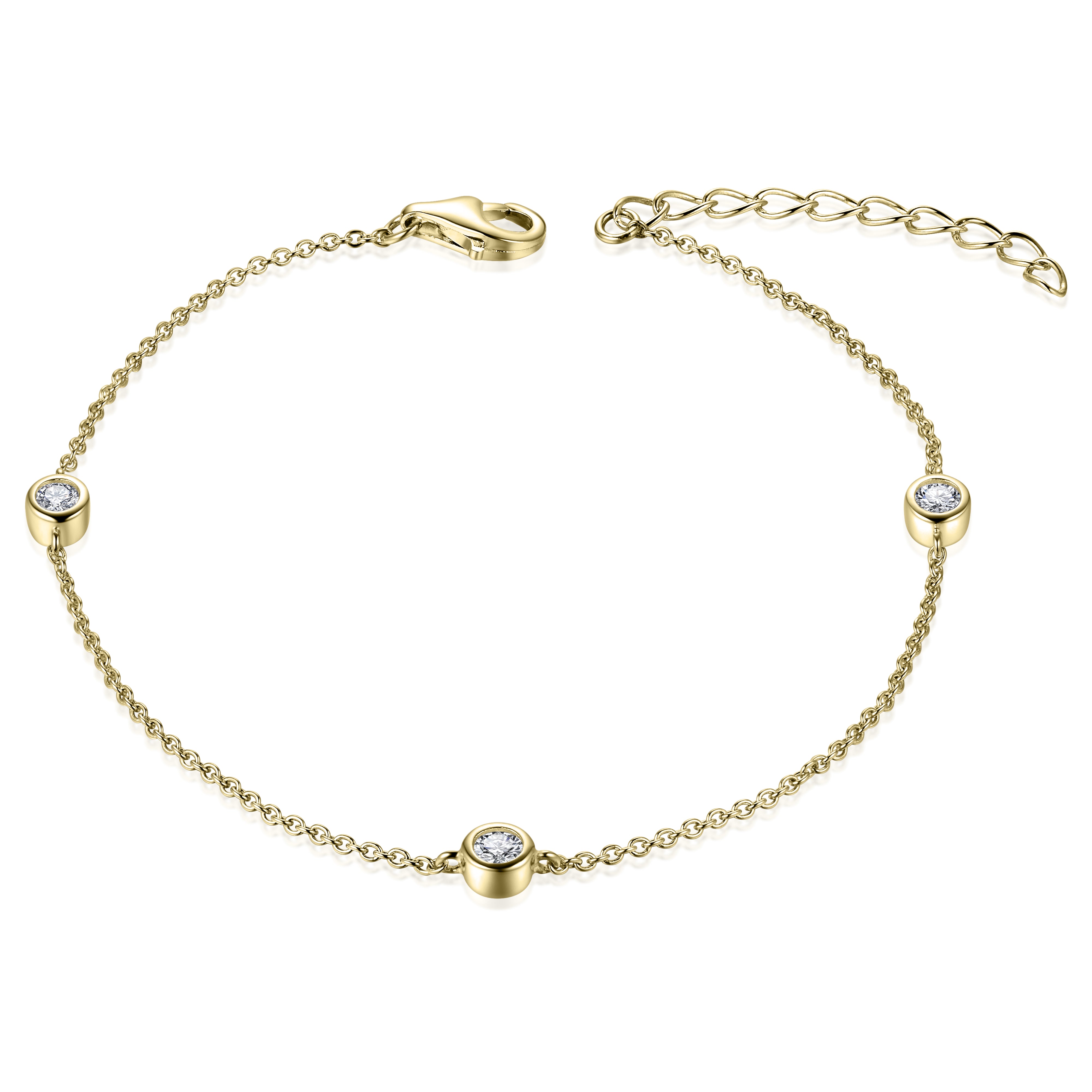 Bezel Stone Bracelet Gold Plated Silver