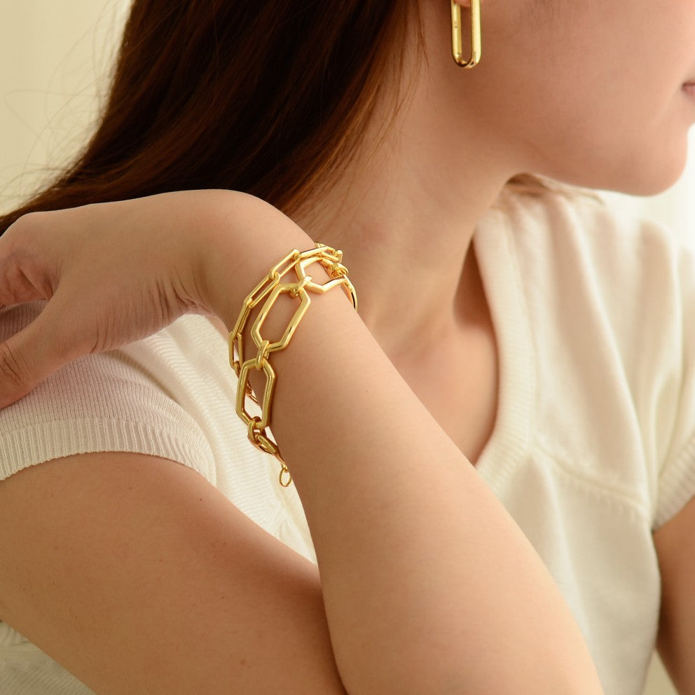 Beaded Ring 14k Gold Long Icon Link Bracelet