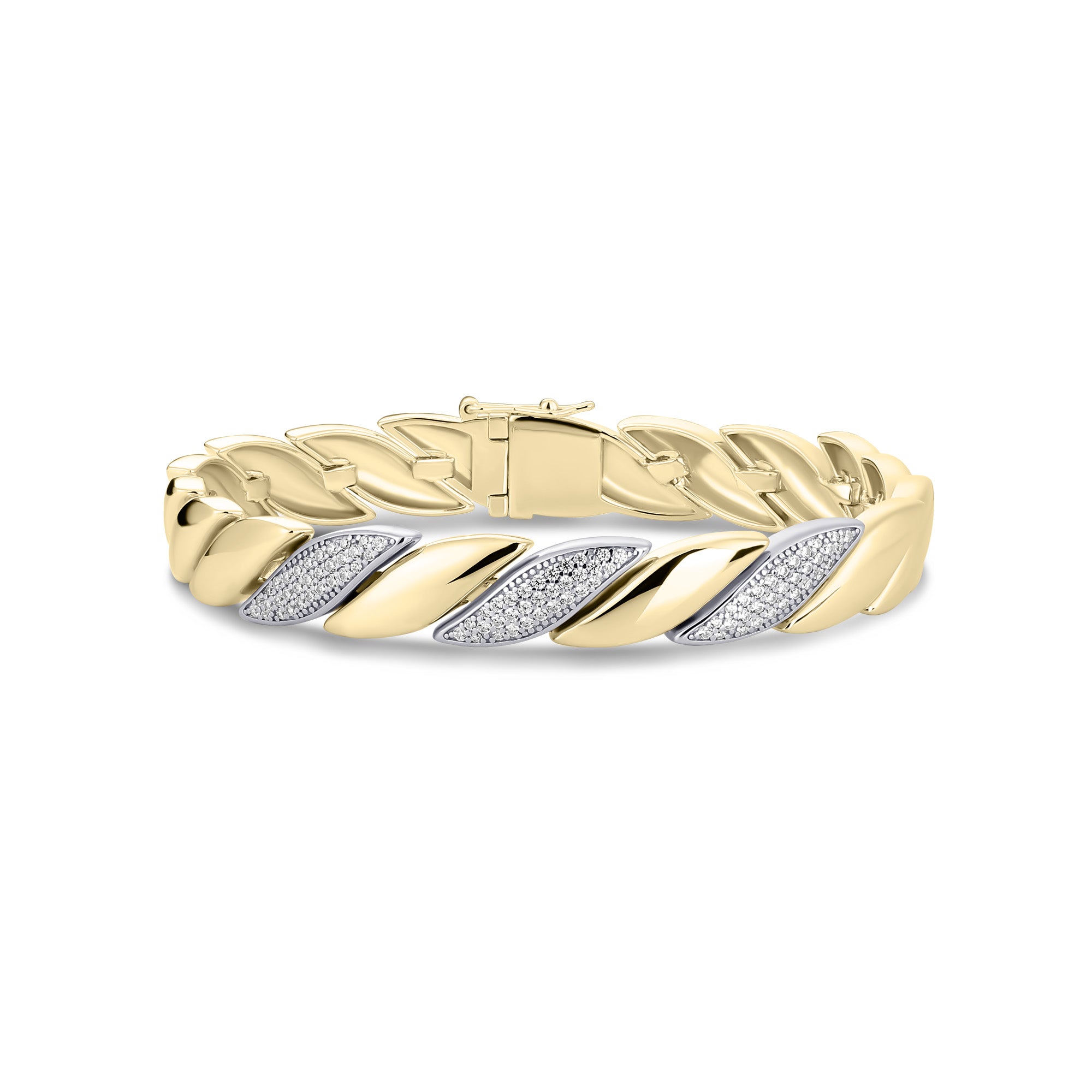 Vergulde rope- en pavéarmband