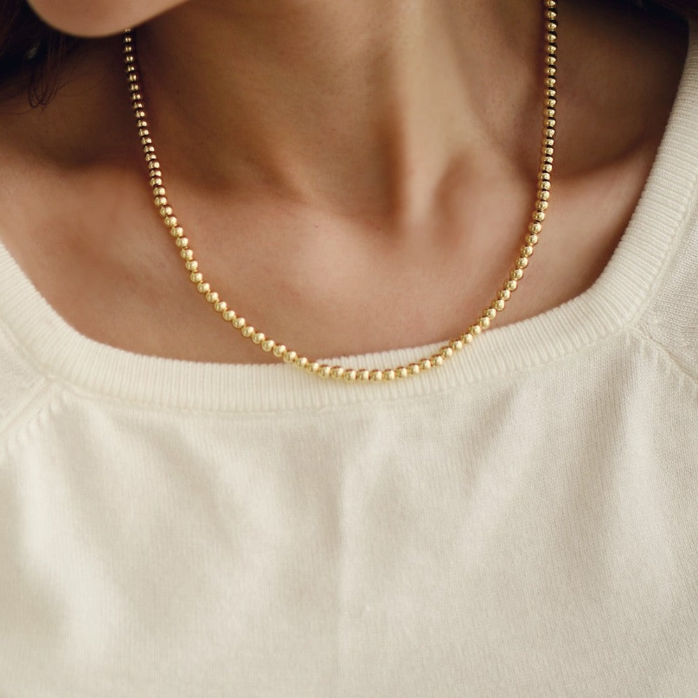 Beaded Necklace | Gold Plated Silver | Gisser Jewels-2