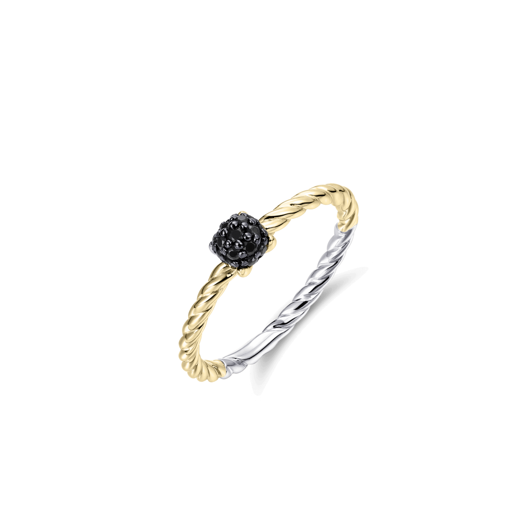 Black Dashing Details Pave Ring | Silver Gold Plated | Gisser Jewels