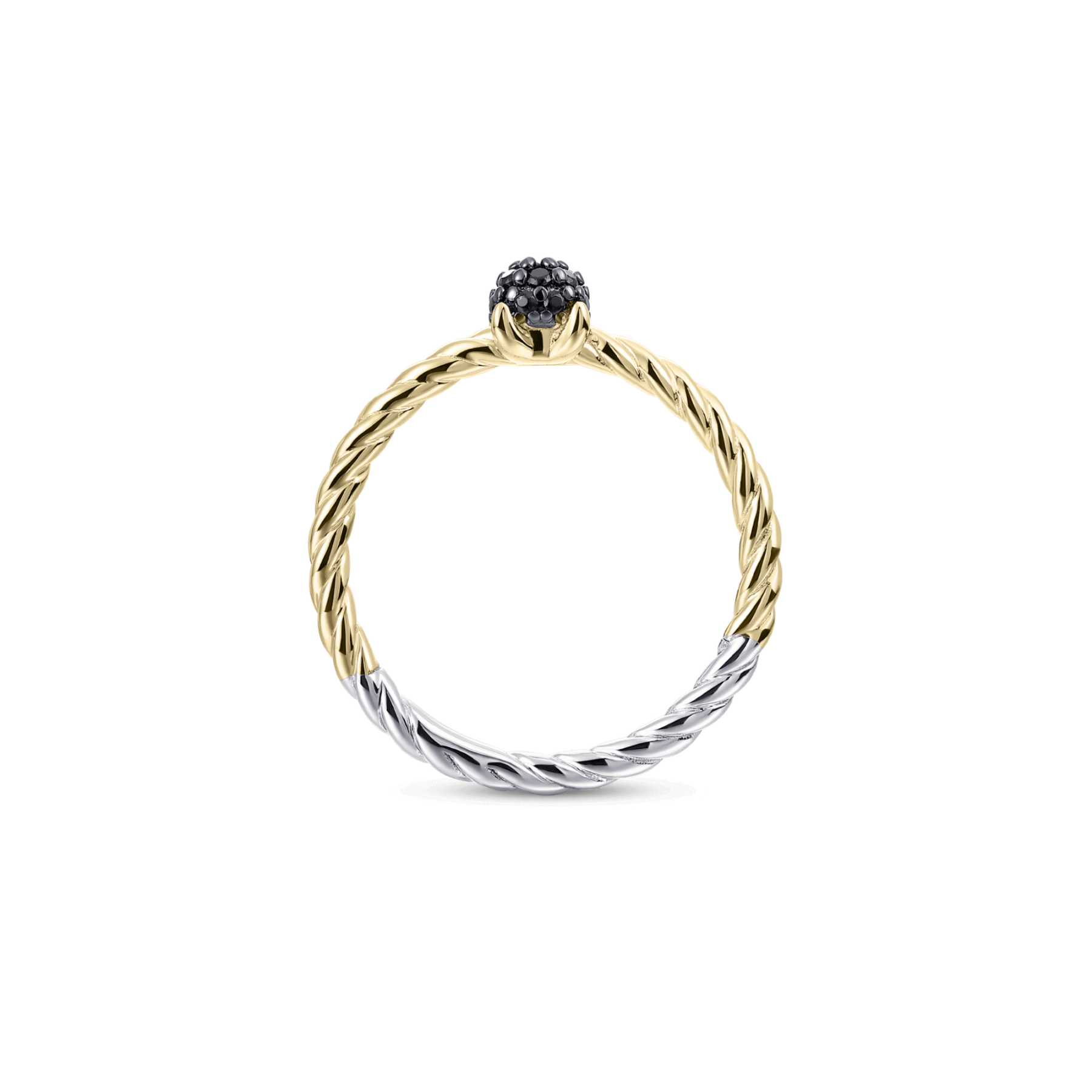 Black Dashing Details Pave Ring | Silver Gold Plated | Gisser Jewels