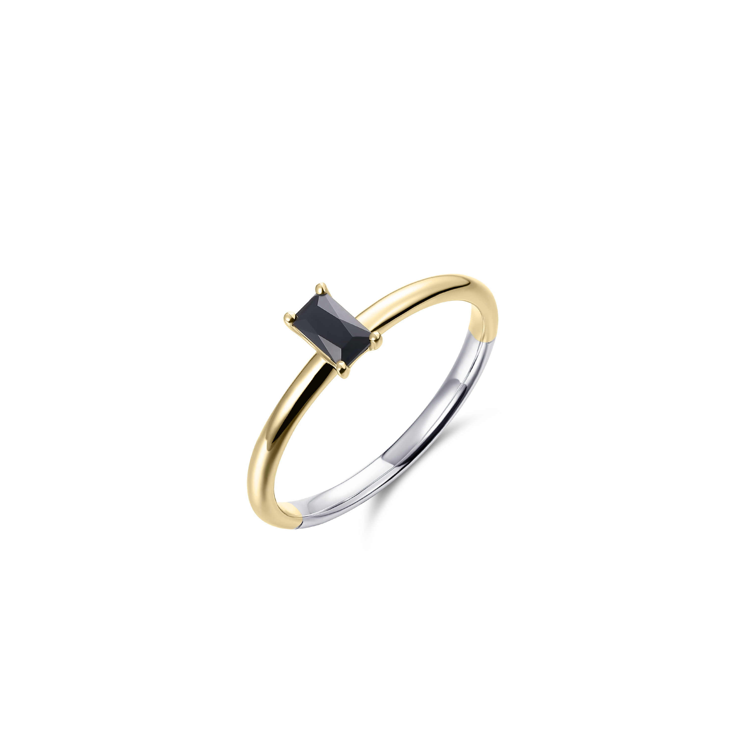 Black Baguette Ring | Silver Gold Plated | Gisser Jewels