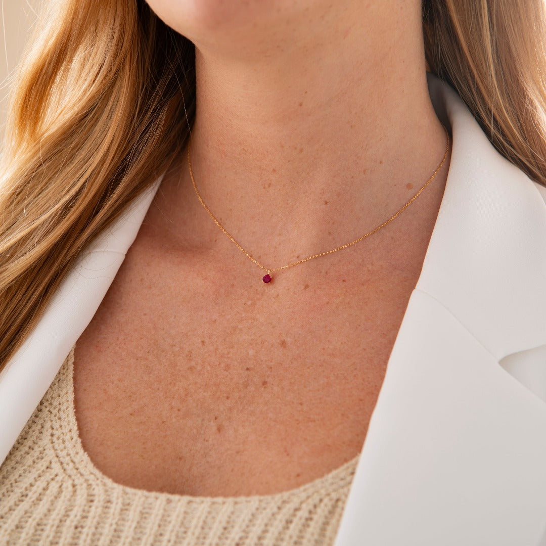 Brilliant Necklace Red | 14k Gold | Gisser Jewels-2