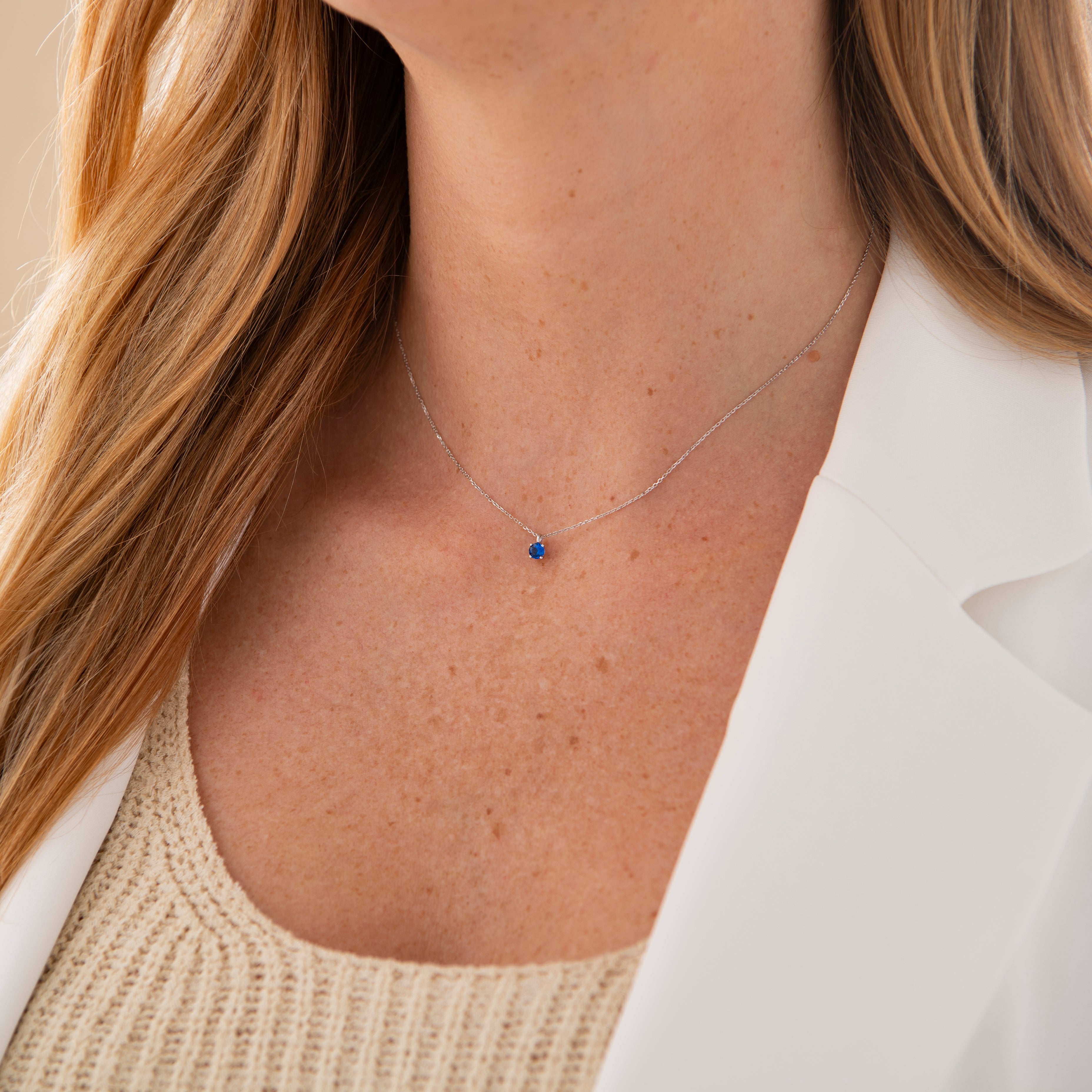 Brilliant Necklace Blue | 14k White Gold | Gisser Jewels