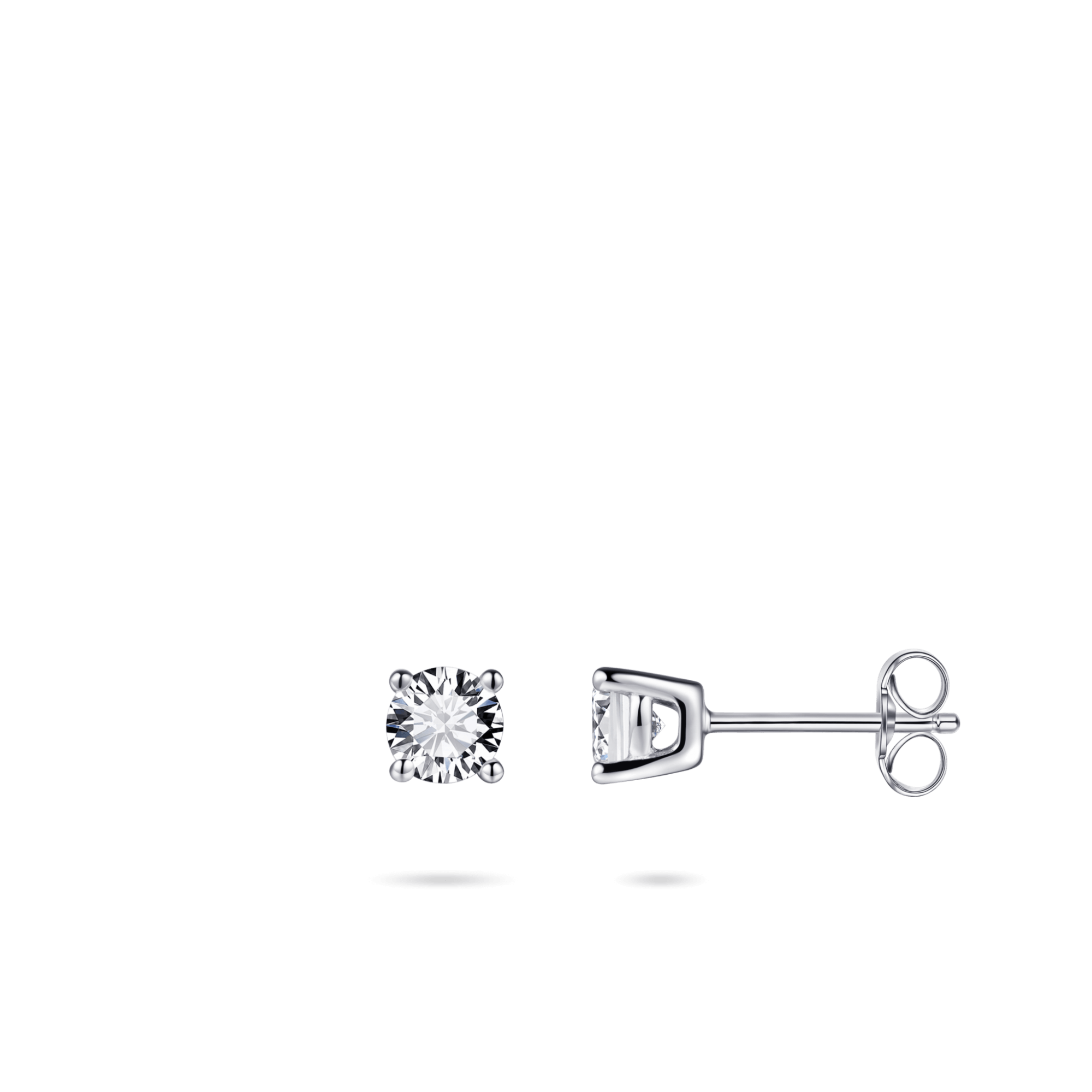 Brilliant Round Ear Studs Silver Rhodium Plated Gisser Jewels-2