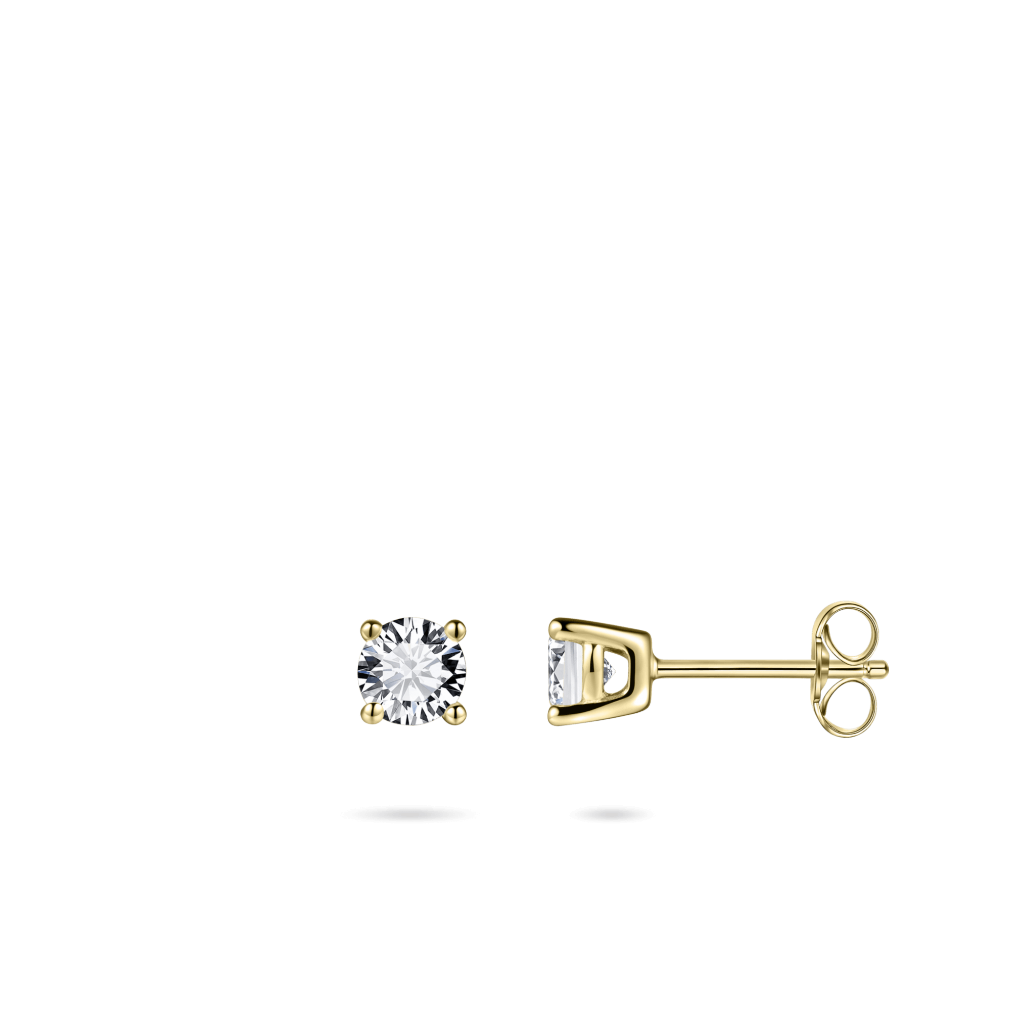 Brilliant Round Ear Studs Silver Gold Plated Gisser Jewels-2