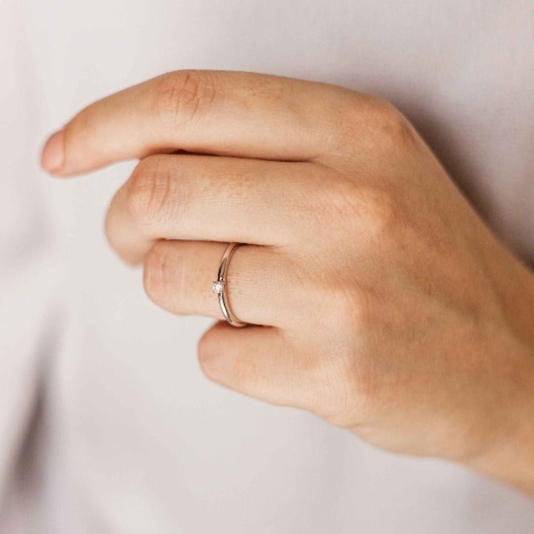 Brilliant solitaire ring | 14k White Gold Gisser Jewels-4