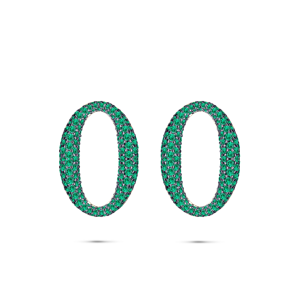 Sparkling Emerald Green Oval Ear Charms Silver Gisser Jewels-1