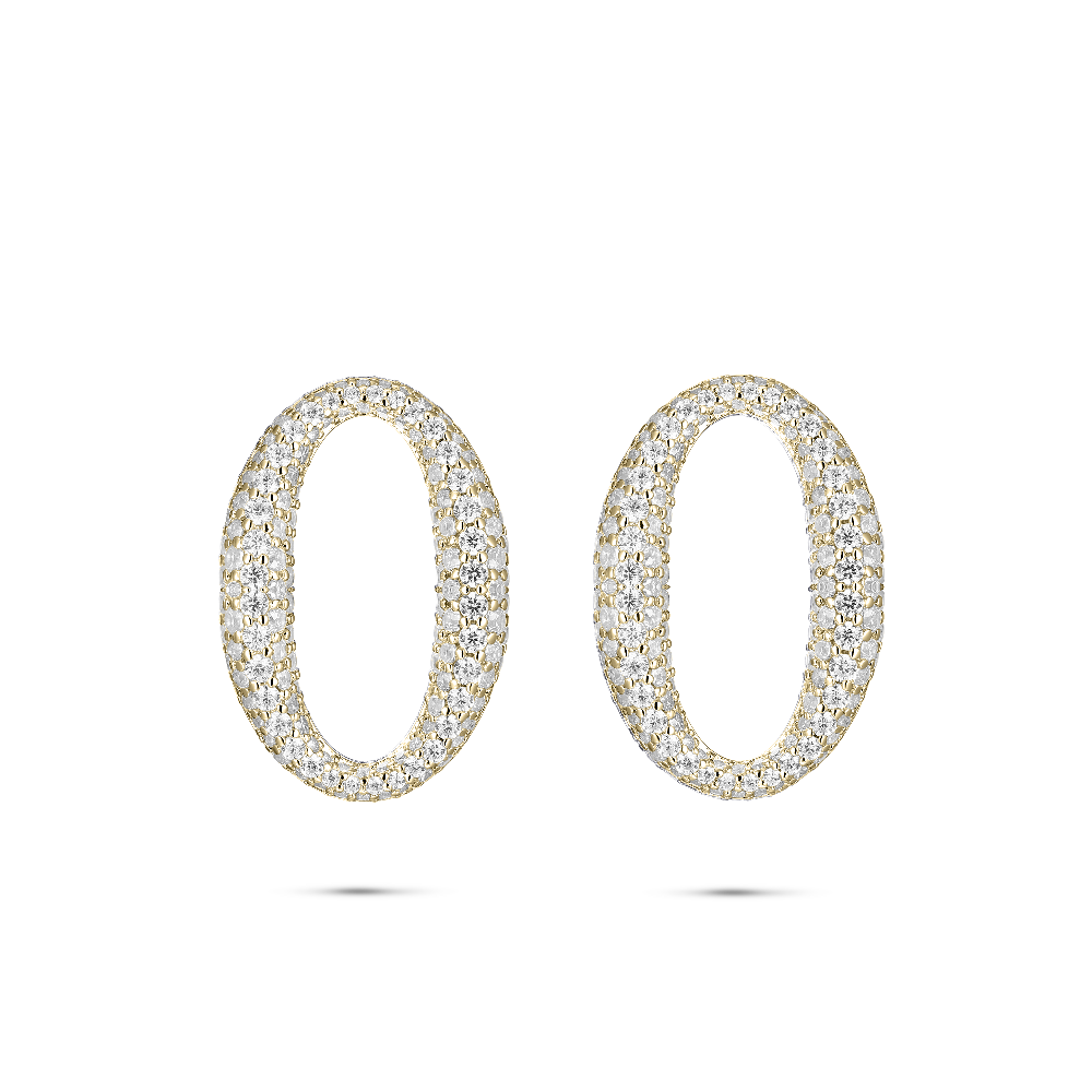 Sparkling Oval Ear Charms Gold Plated Silver Gisser Jewels-1