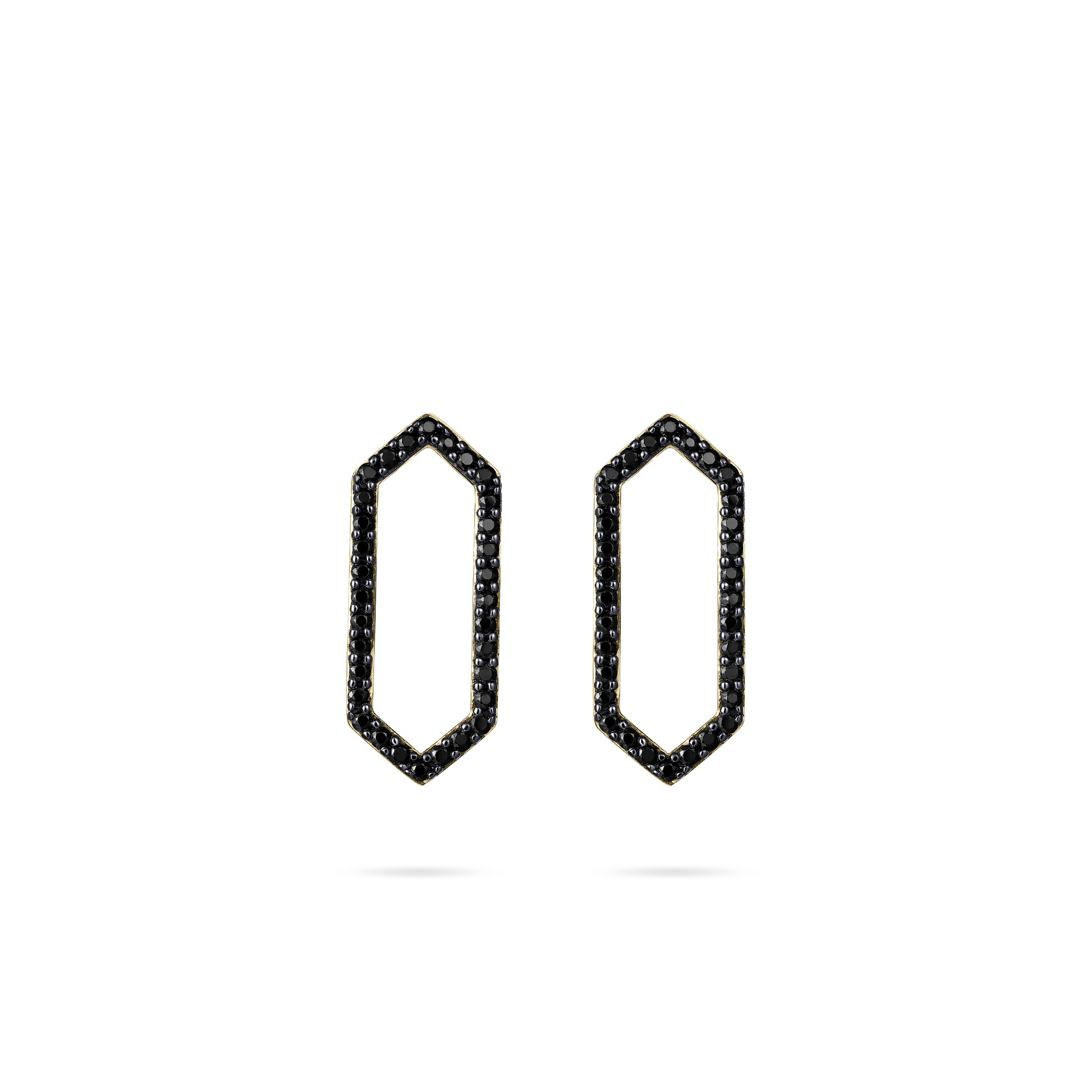 Black Extended Hexagon Ear Charms 18k gold plated silver Gisser Jewels