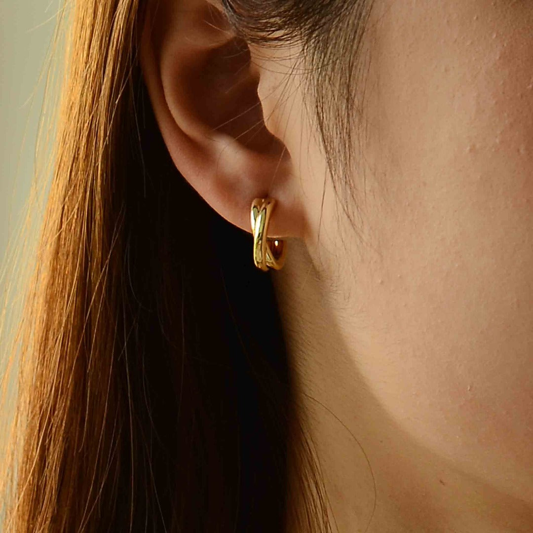 Crossing Bold Bands Stud Earrings Gisser Jewels Amsterdam