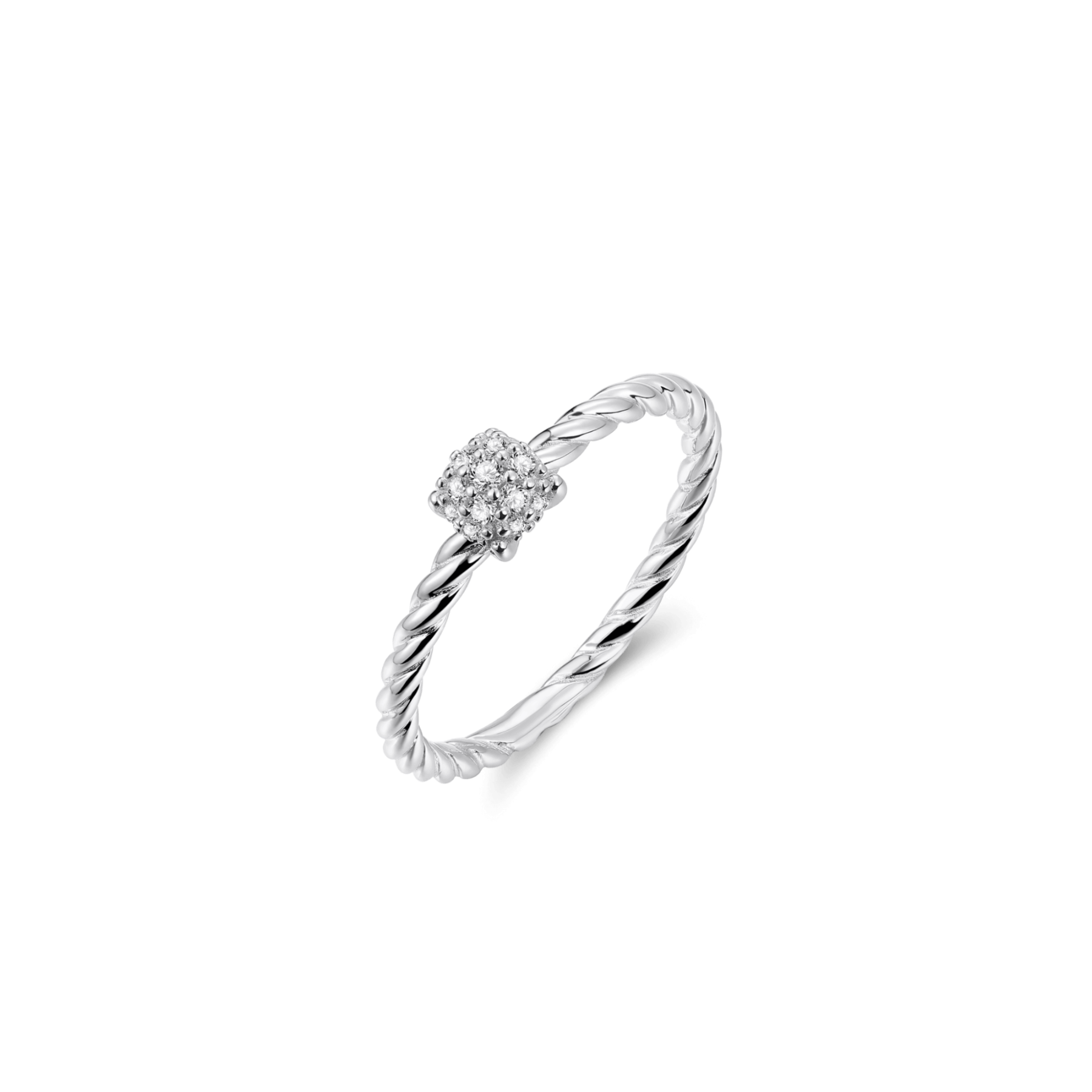 Silver Dashing Details Pave Ring