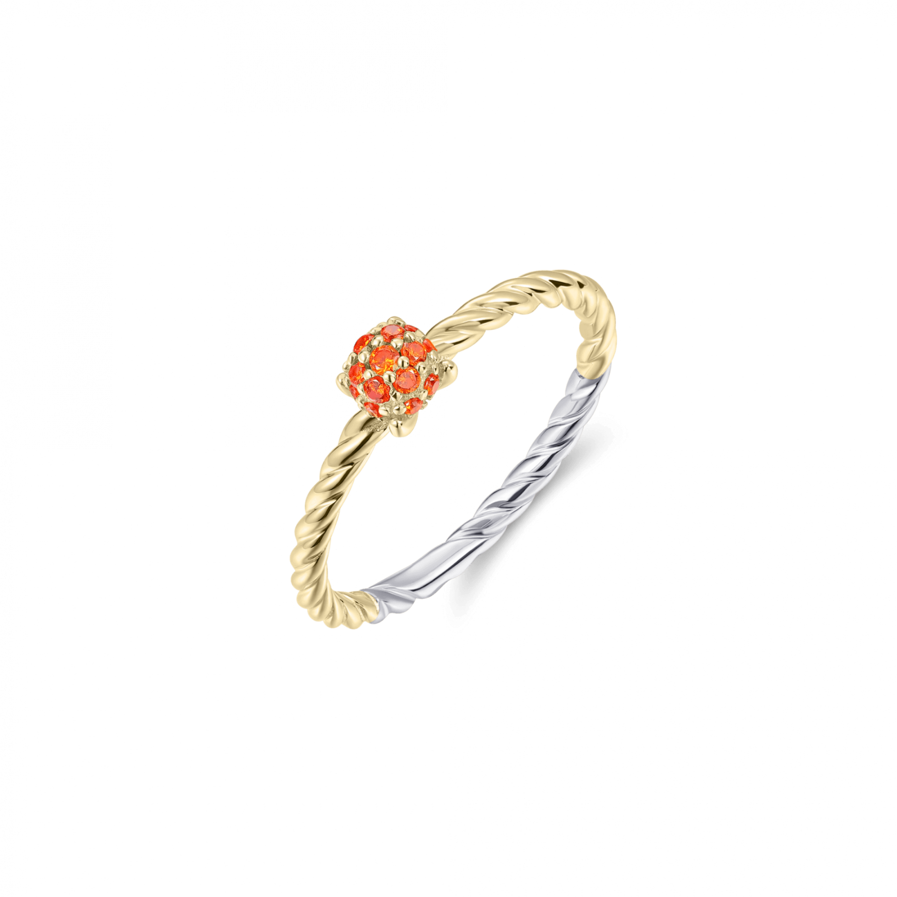 Orange Dashing Details Pave Ring