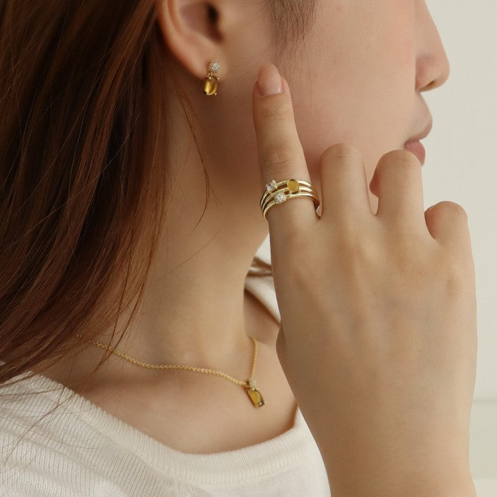 Honey Dashing Details Ear Studs 18k gold plated silver Gisser Jewels-2