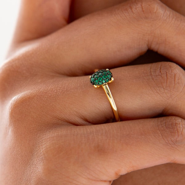 Emerald Green Dashing Details Rings | Silver Gold Plated | Gisser Jewels