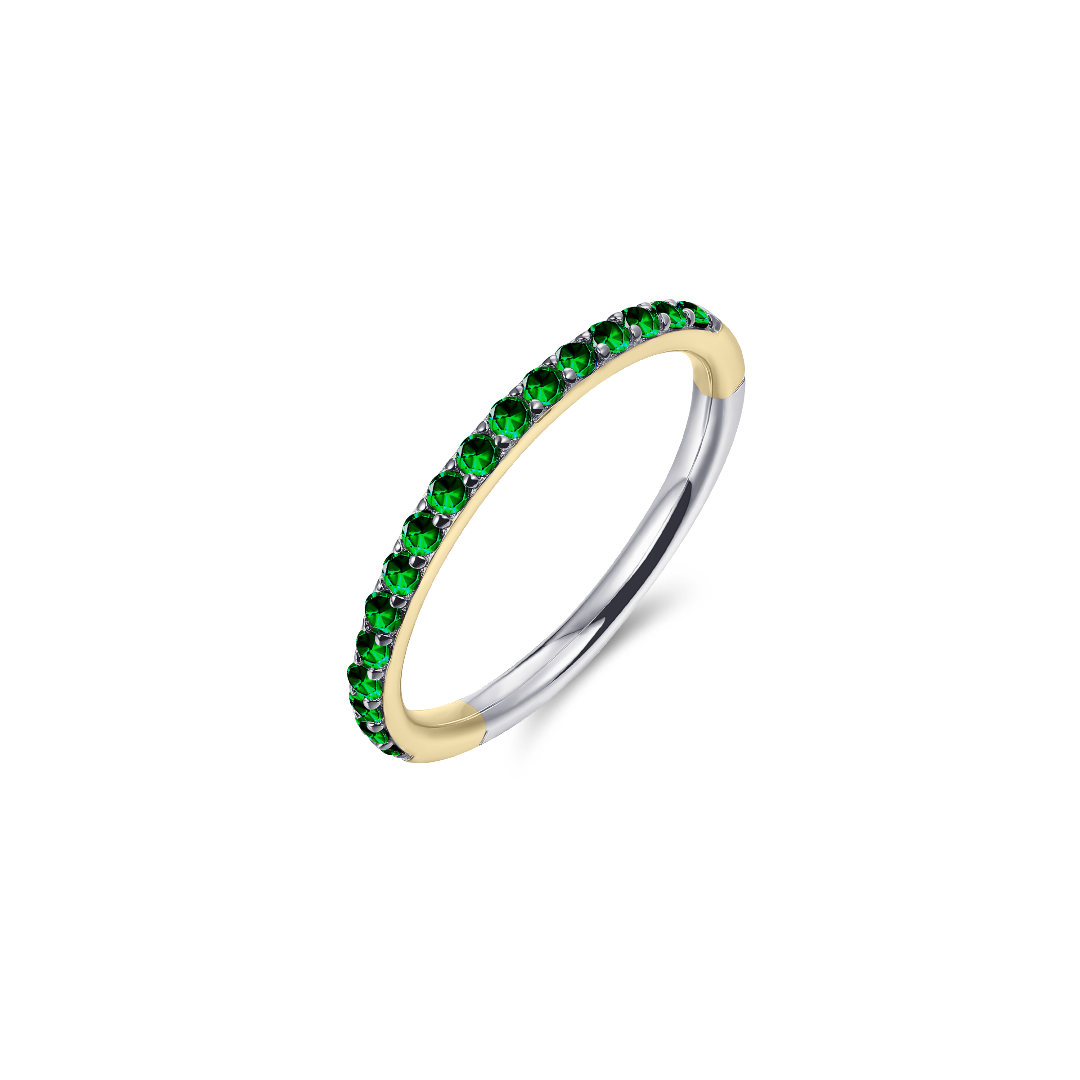 Smaragdgroene pavé stacker ring