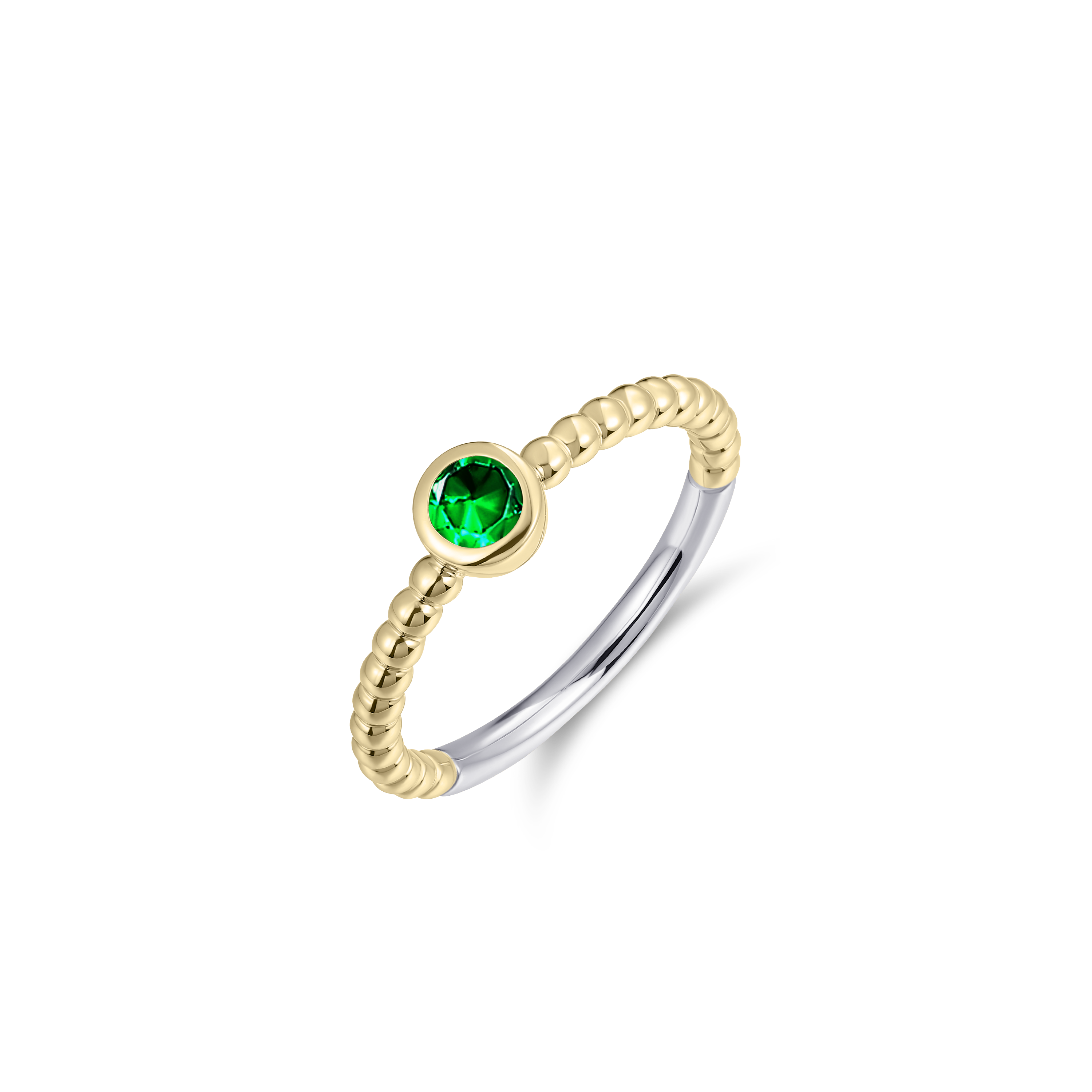 Emerald Green Stacking Ring | Silver Gold Plated | Gisser Jewels