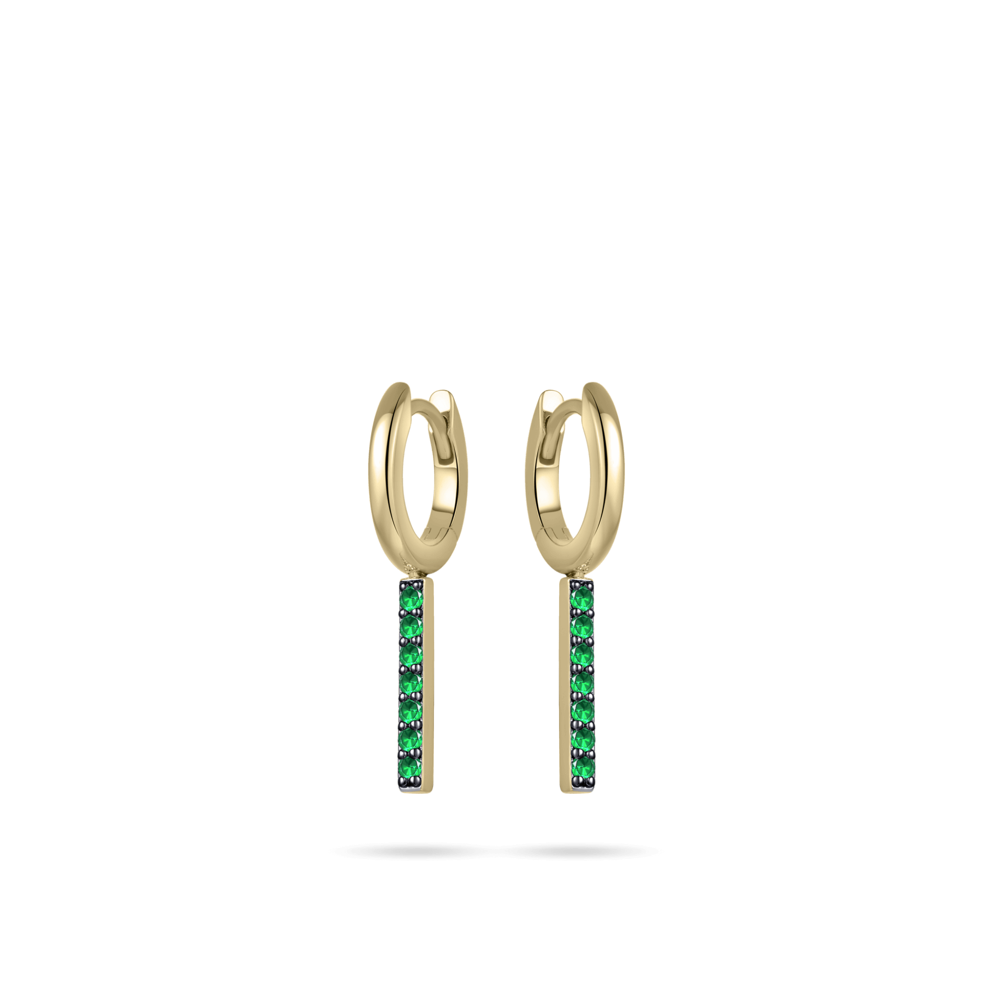 Green Bar Hoop Earrings