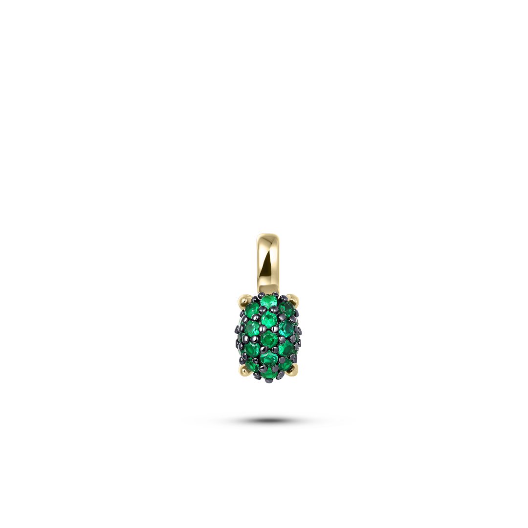 Green Oval Dashing Details Pendant | Gold Plated Silver | Gisser Jewels