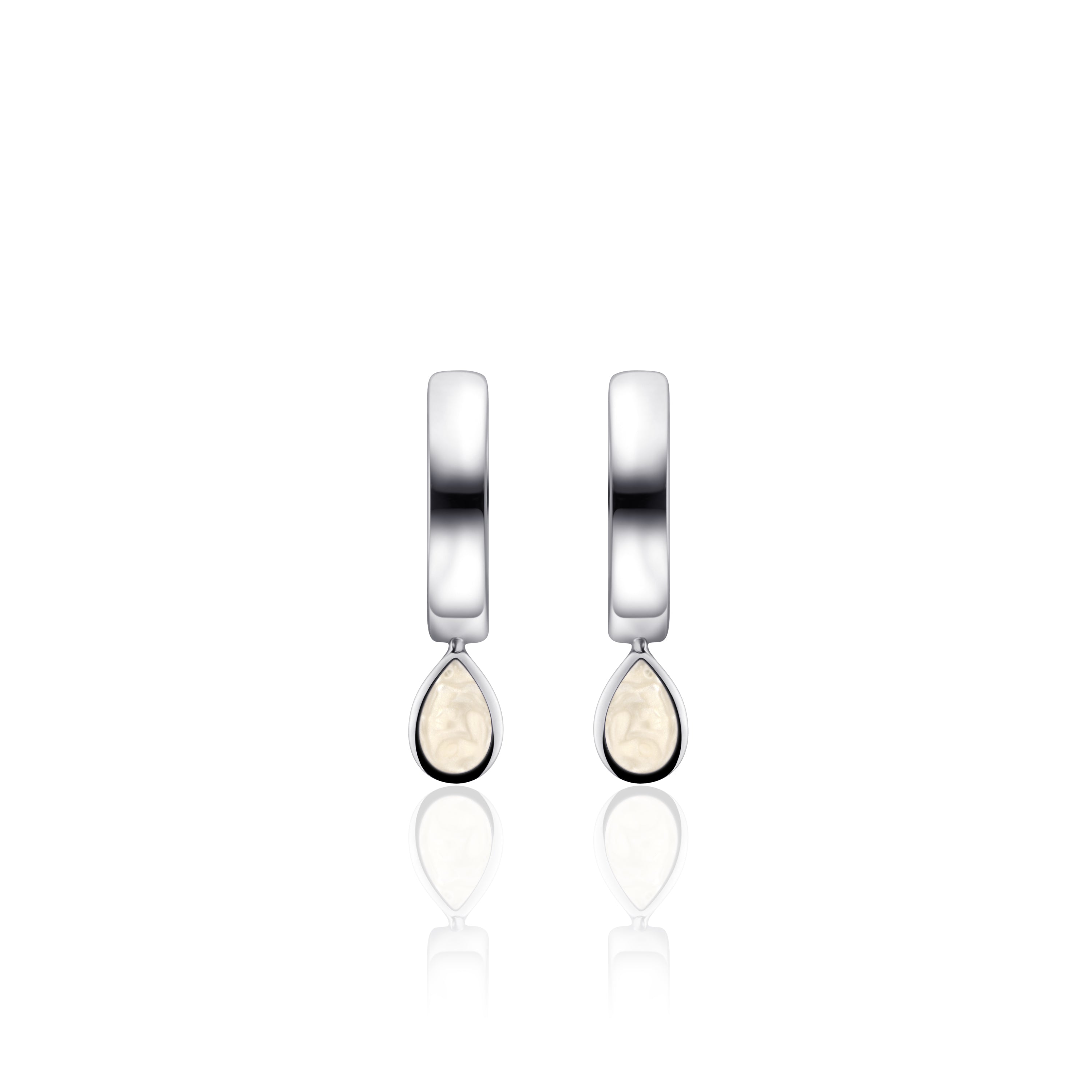 Silver Hoops with Mother of Pearl Charms Gisser Jewels-2