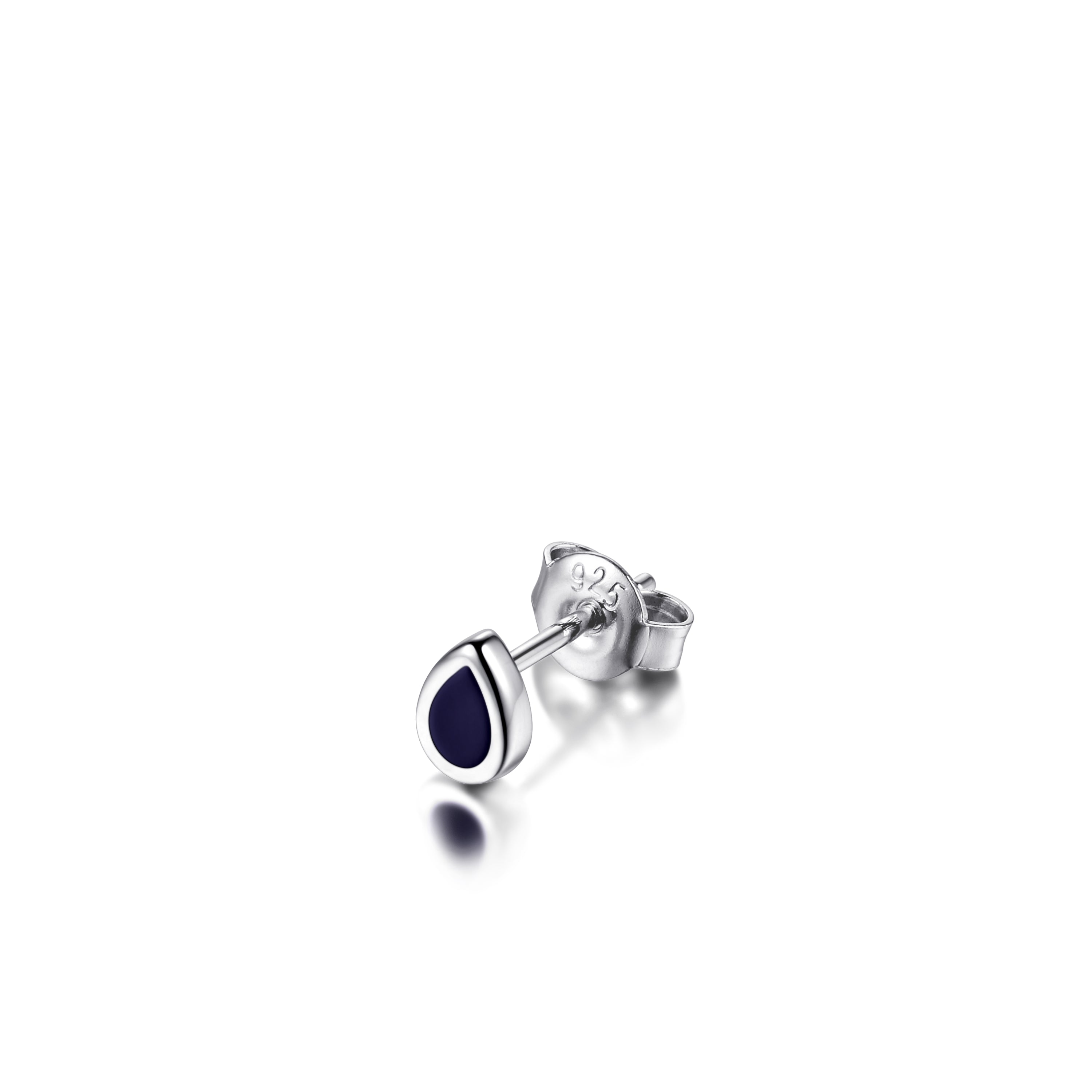 Silver Navy Blue Ear Studs Gisser Jewels-2