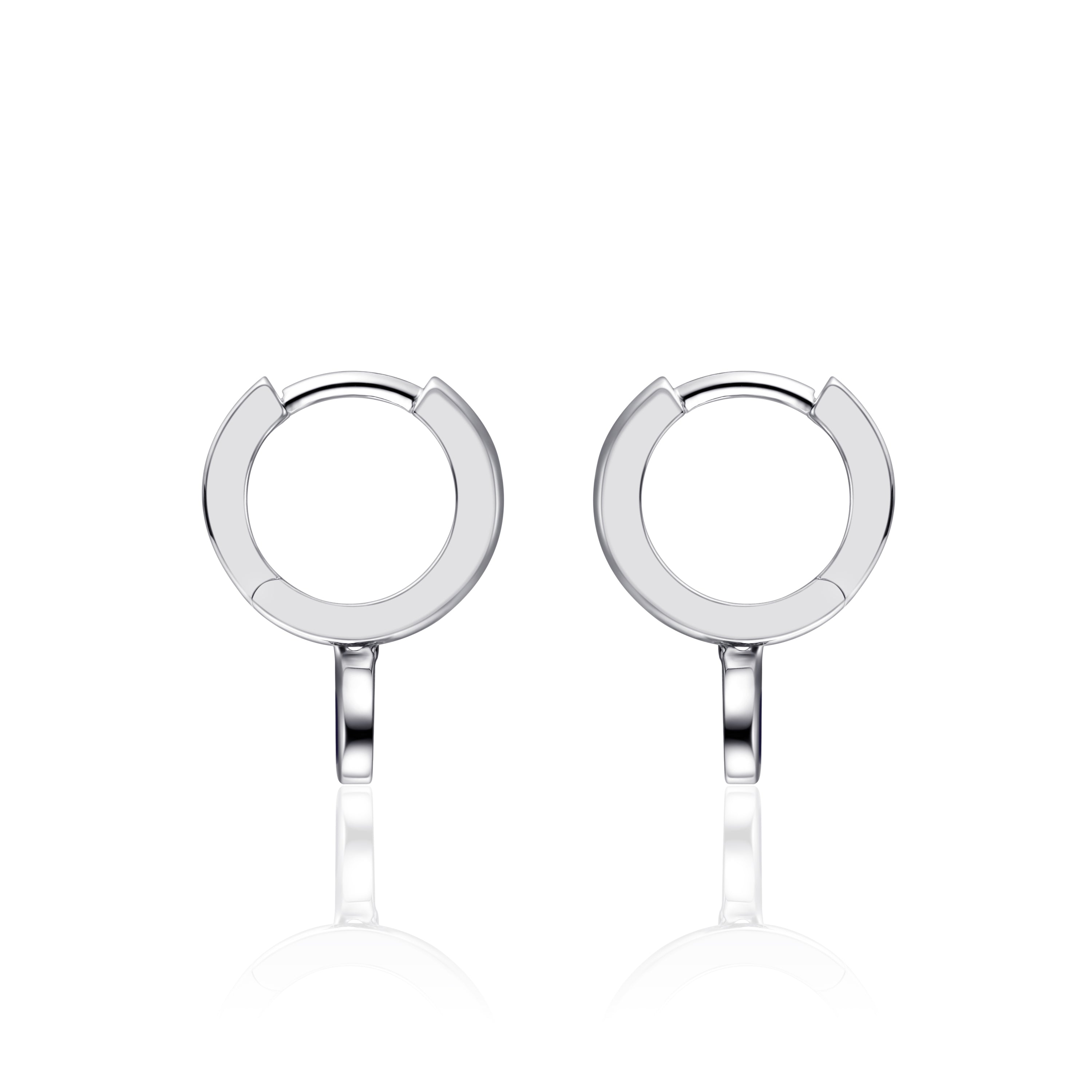 Silver Hoops with Navy Blue charms Gisser Jewels-2