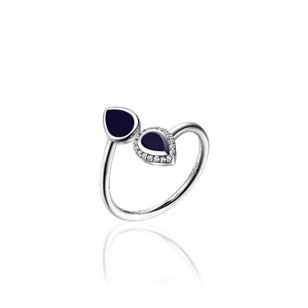 Silver Dark Blue Statement Ring Gisser Jewels