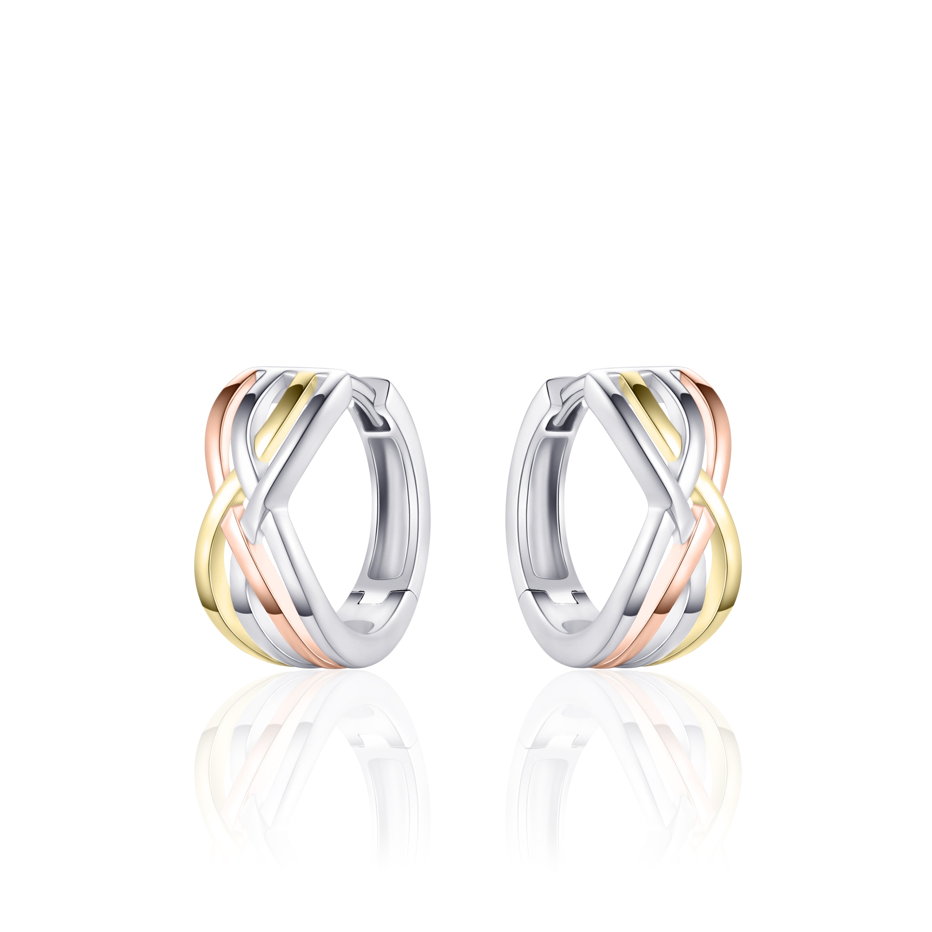 Tri-color Double Crossover Hoops Gisser Jewels-1
