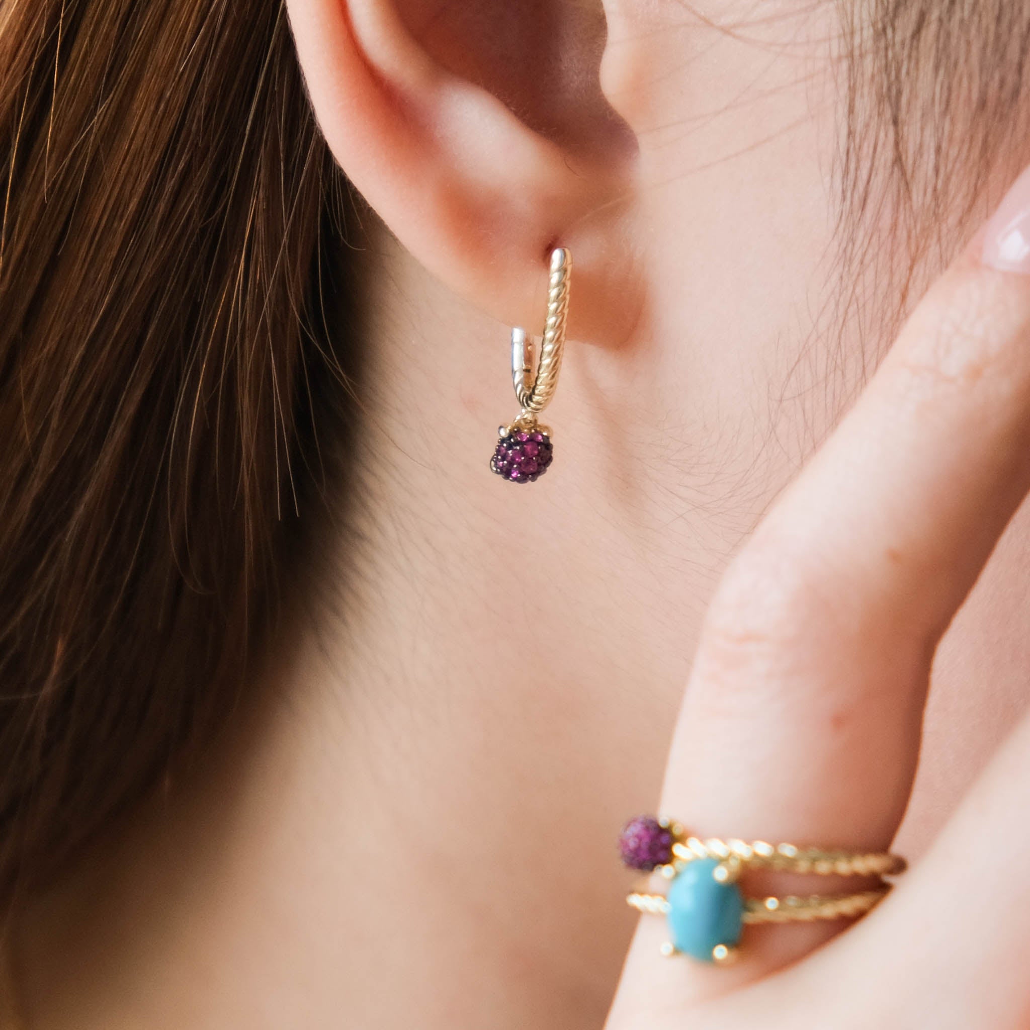 Hot Pink Dashing Details Earrings 18k gold plated silver Gisser Jewels-3