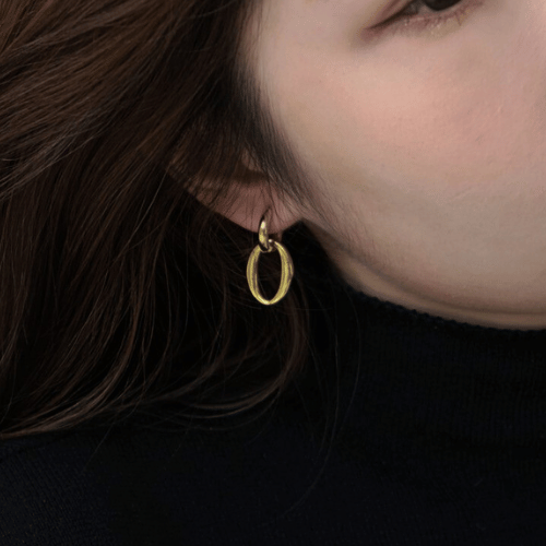 Shimmering Oval Ear Charms Gold Plated Silver 18k gold plated silver Gisser Jewels