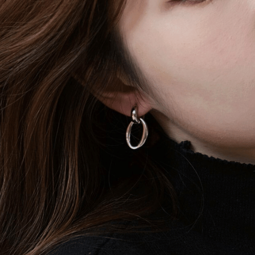 Shimmering silver Oval Ear Charms Silver Rhodium Plated Gisser Jewels