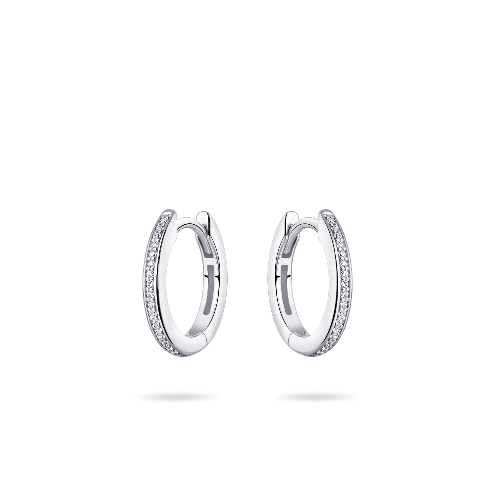 Classic Mini Hoop Earrings 15 mm Silver Rhodium Plated Gisser Jewels