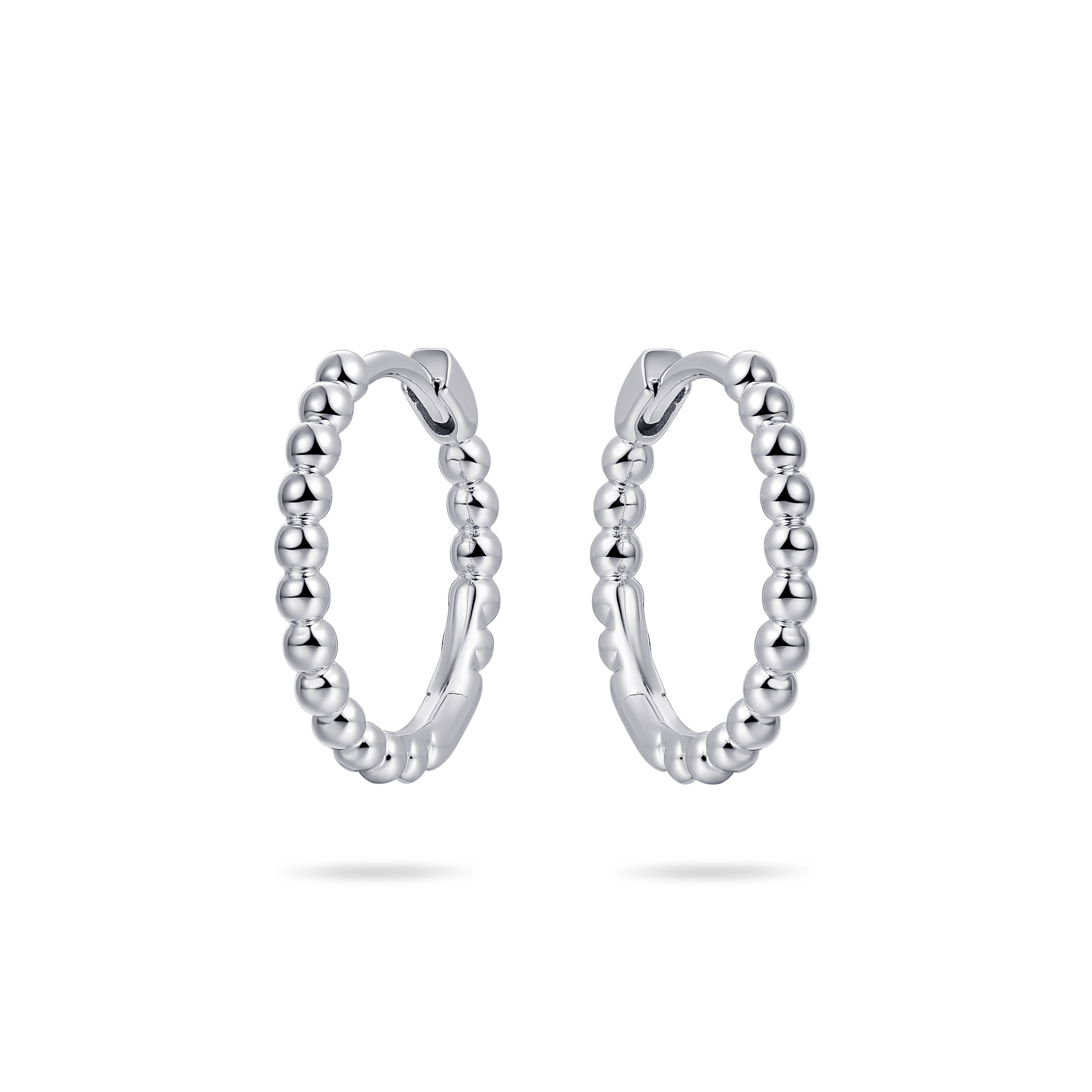 Gisser Jewels Earrings Silver Beaded Hoops-1