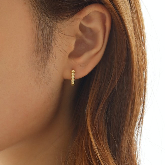 Beaded Hoop Earrings 13mm Silver 18k gold plated silver Gisser Jewels