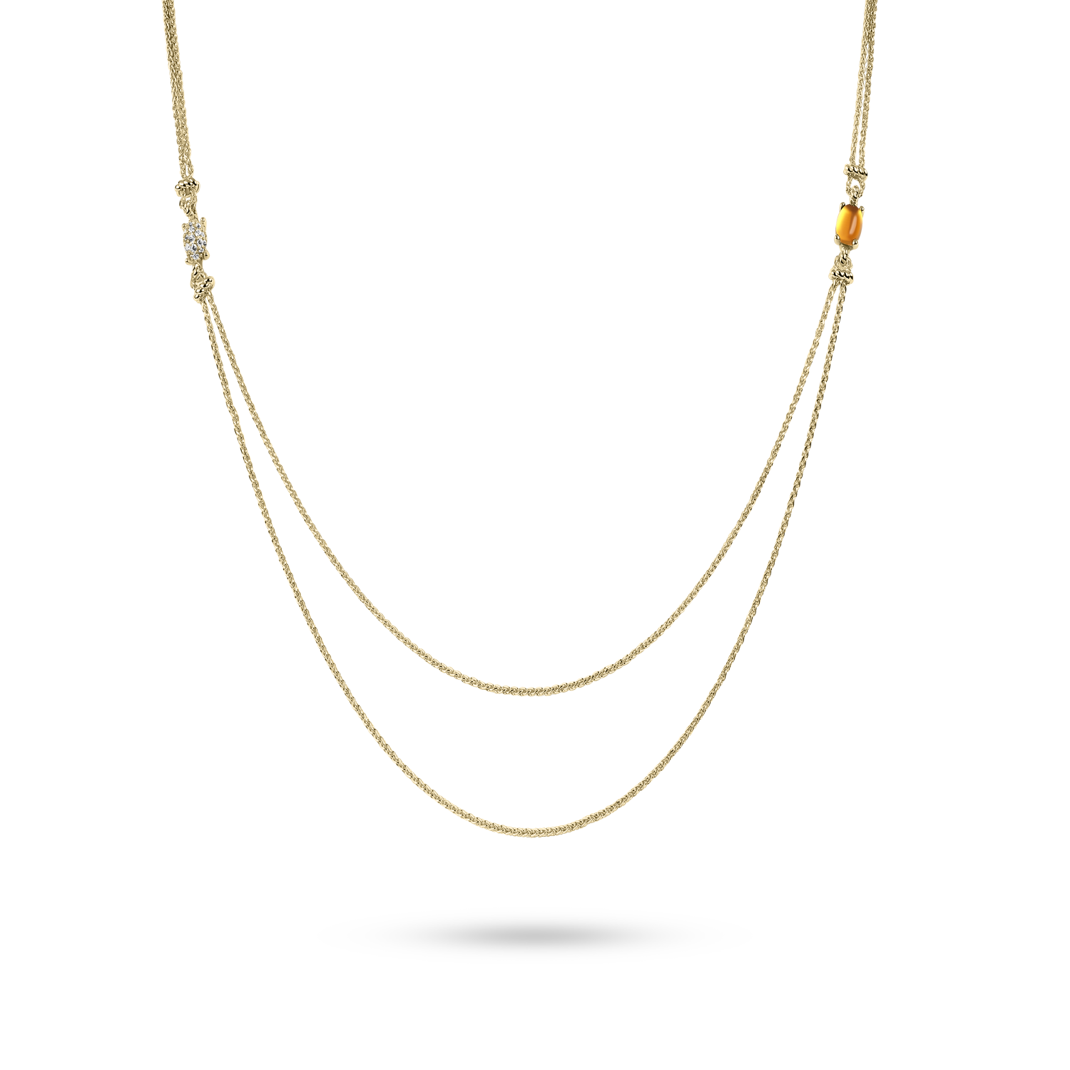 Long Dashing Details Necklace | Gold Plated Silver | Gisser Jewels-1