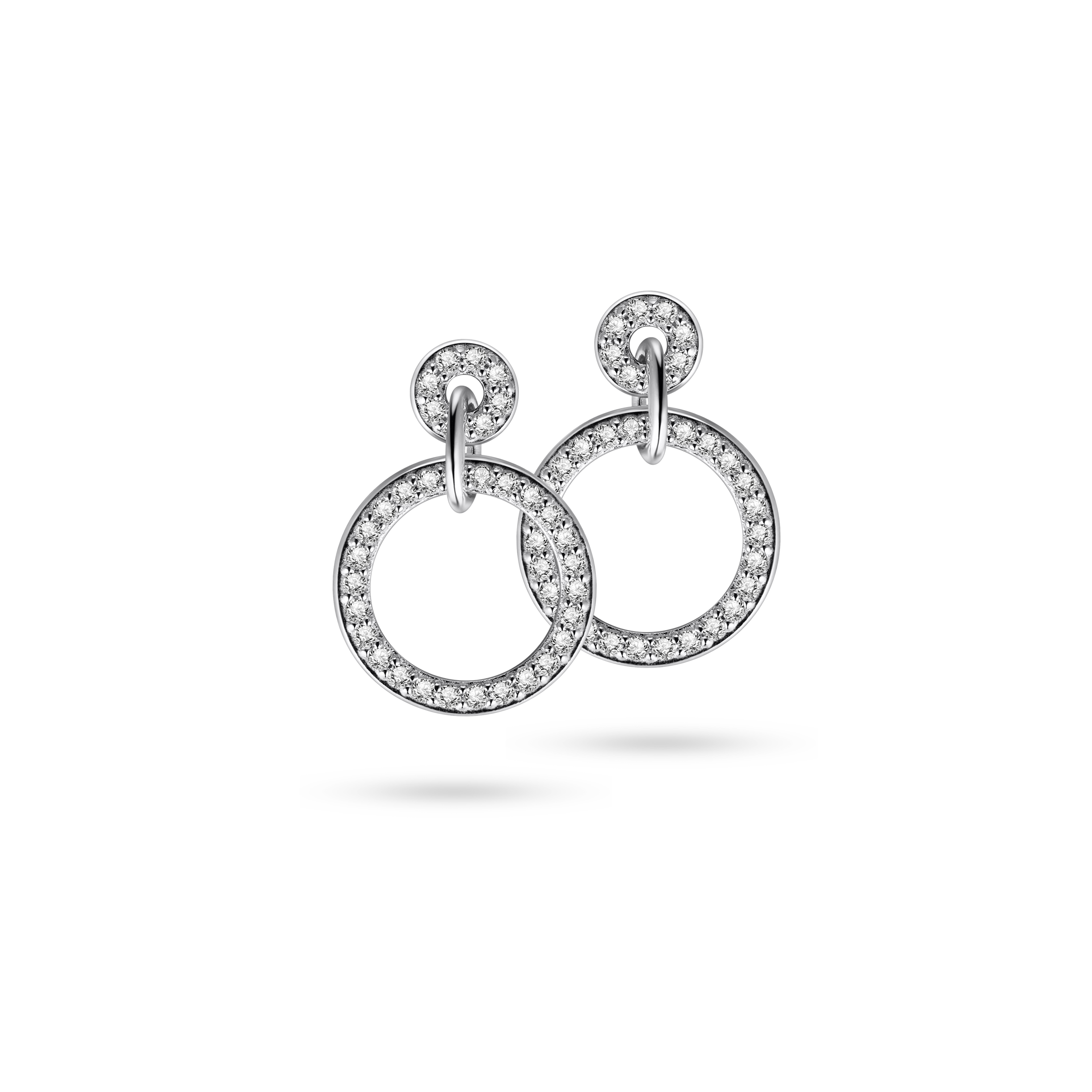 Circled pave ear studs silver Gisser Jewels
