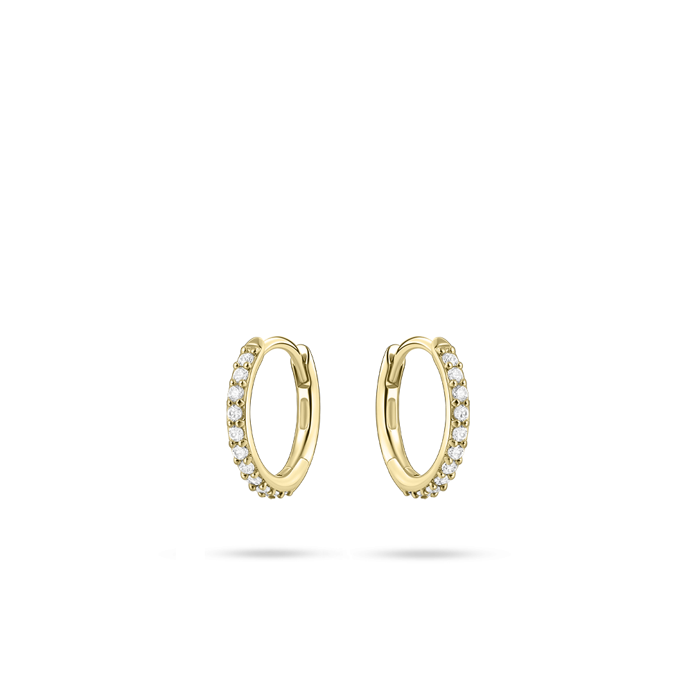 Mini Pave Hoop Earrings | 14k Yellow Gold | Gisser Jewels-1