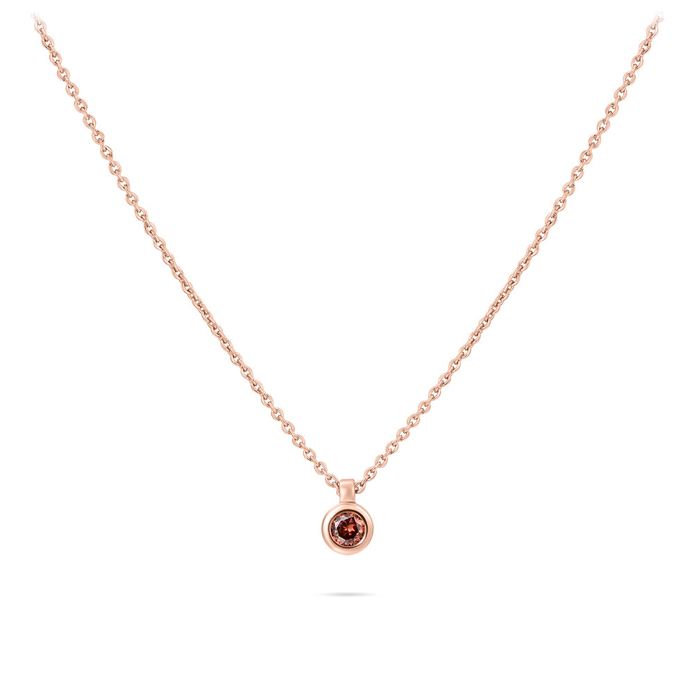 Roségoud vergulde bruine bezel ketting