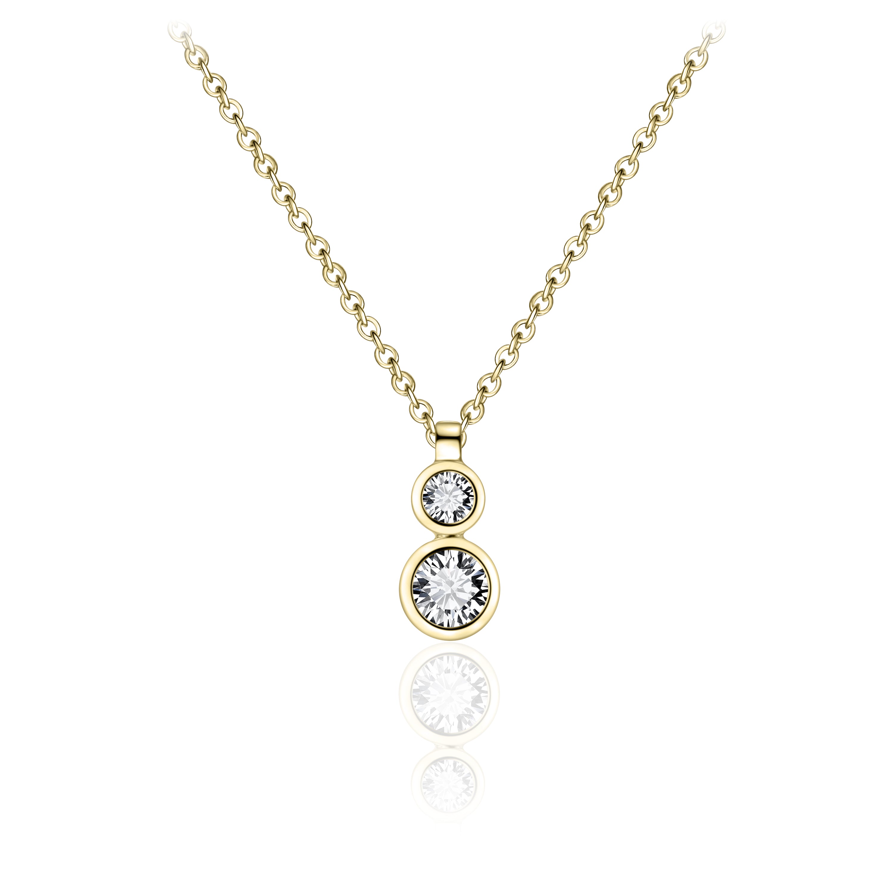Gold Plated Double Bezel Necklace