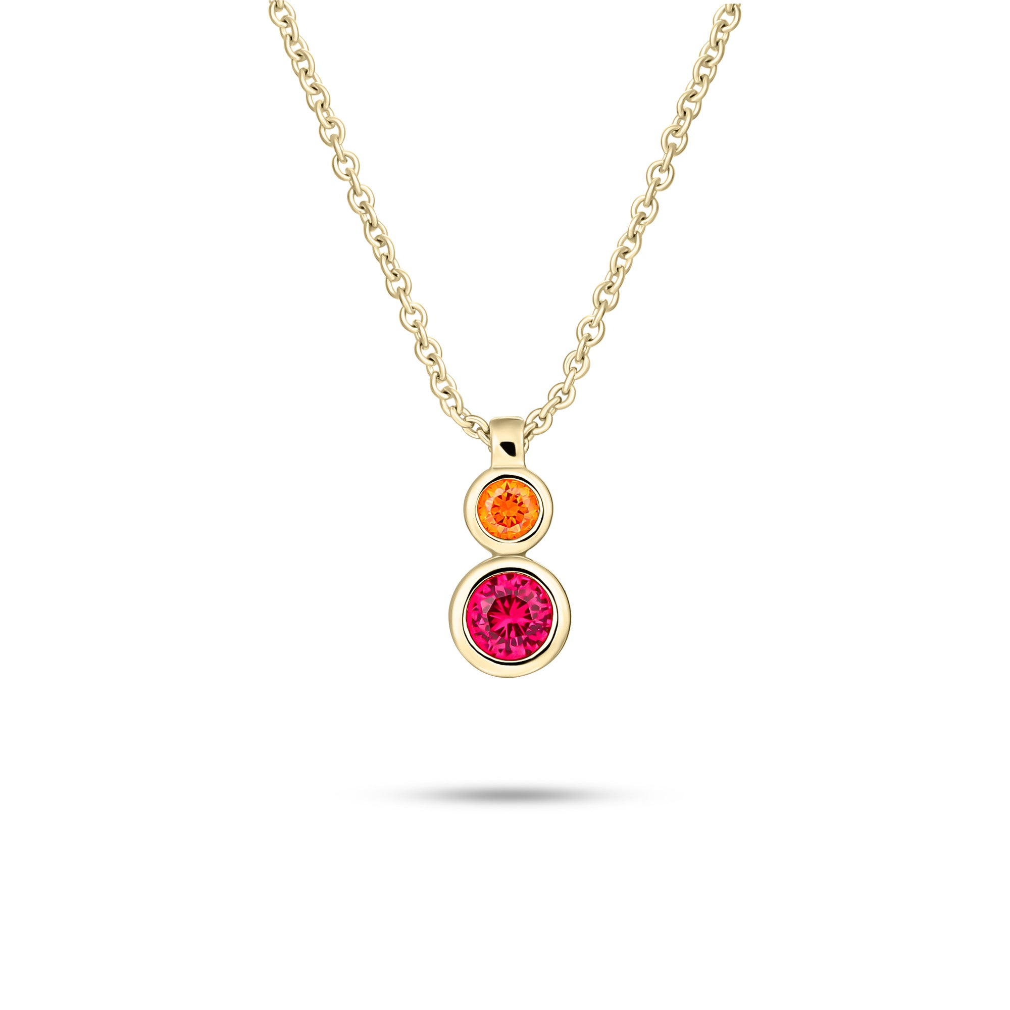 Gold Plated Orange Double Bezel Necklace