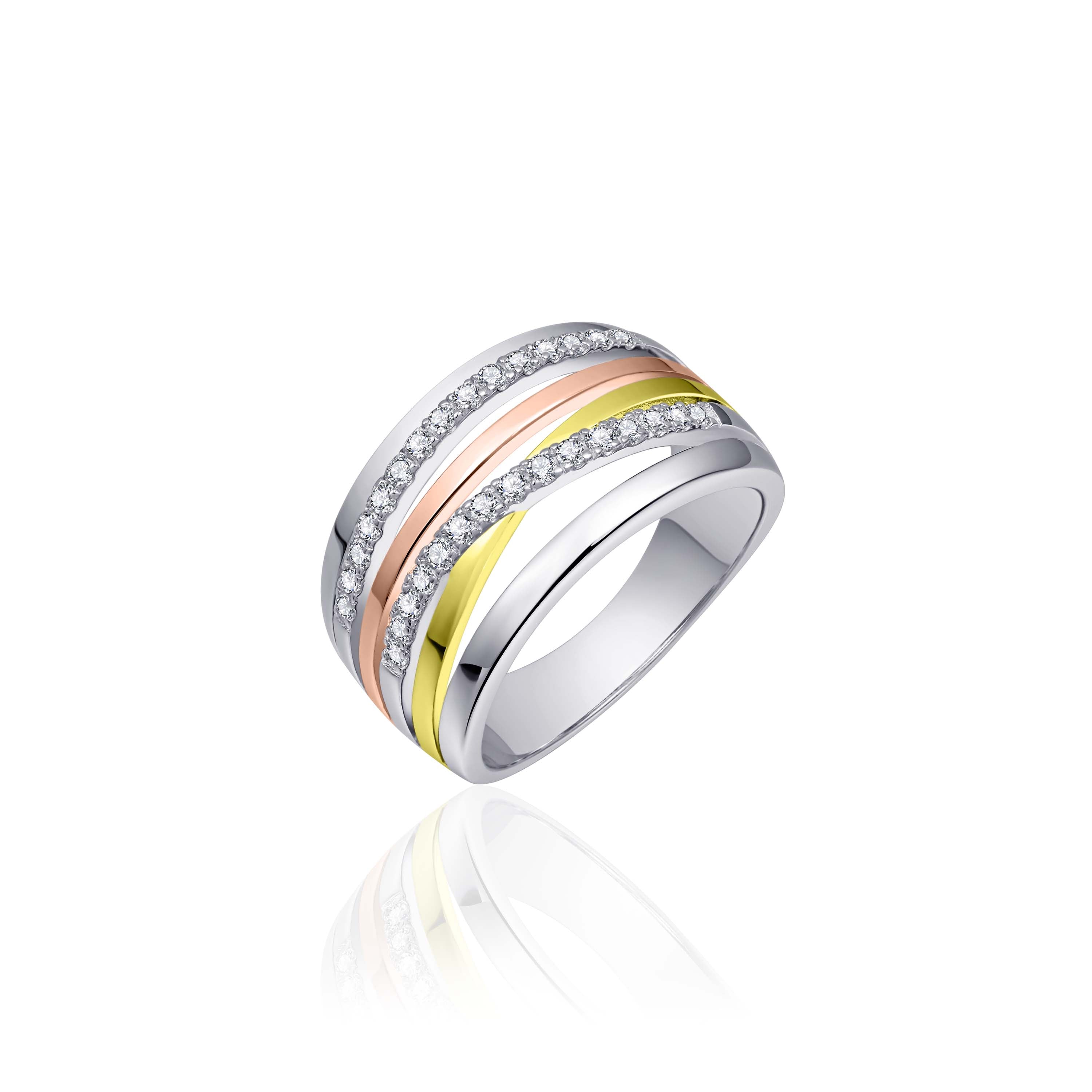 Driekleurige Cocktail statement ring