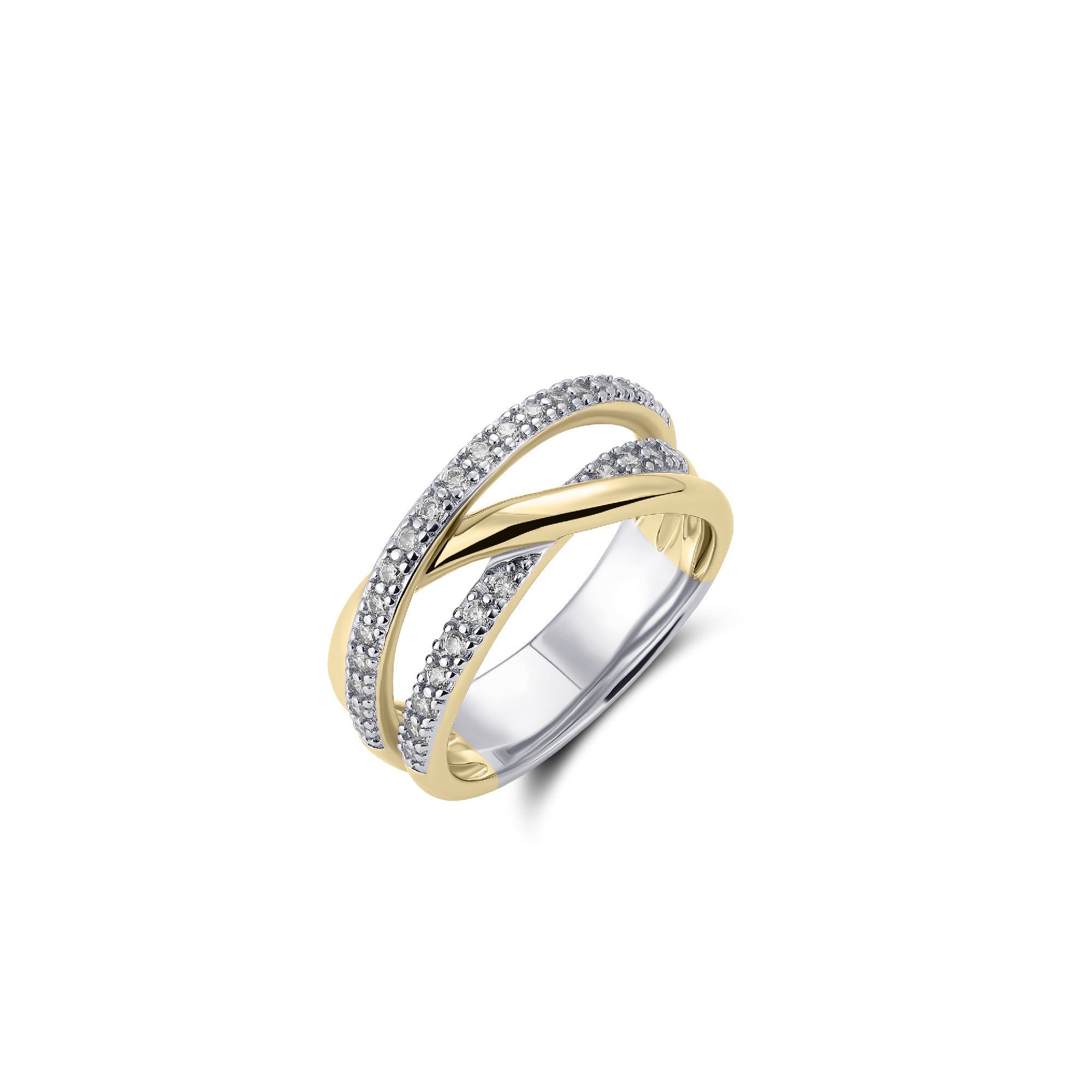 Gold Plated Sparkling Crossover Ring Gisser Jewels-1