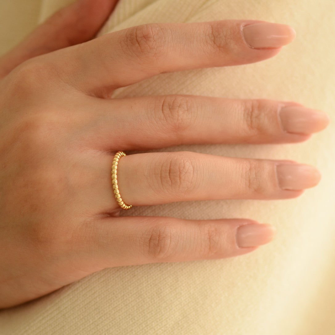 Beaded Stacking Ring | Silver Gold Plated | Gisser Jewels