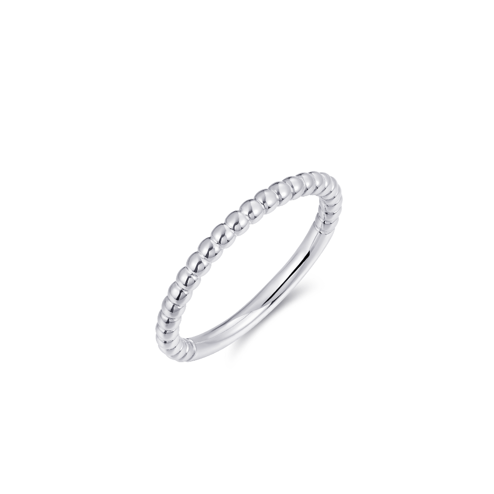 Beaded Stacking Ring Silver Rhodium Plated Gisser Jewels-1