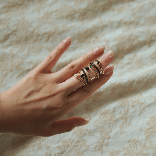 Emerald Green Stacking Ring | Silver Gold Plated | Gisser Jewels