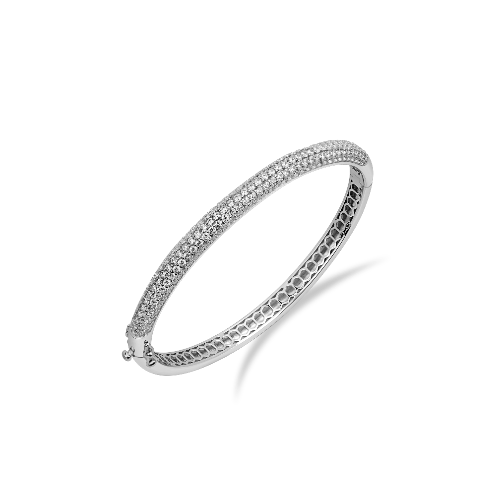 Pave Bold Bangle Silver Rhodium Plated Gisser Jewels