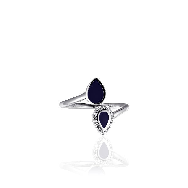 Silver Dark Blue Statement Ring Gisser Jewels-2