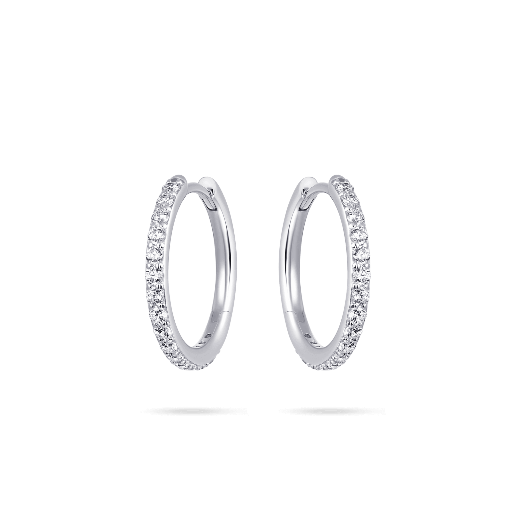 Sparkling Large Hoop Earrings | Silver Rhodium Plated | Gisser Jewels-1