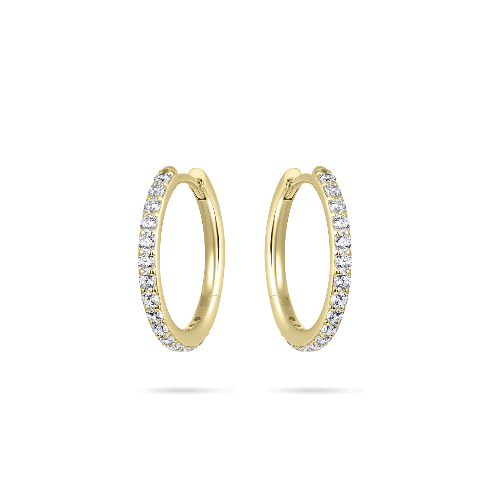 Sparkling Large Hoop Earrings | Silver Gold Plated | Gisser Jewels-1